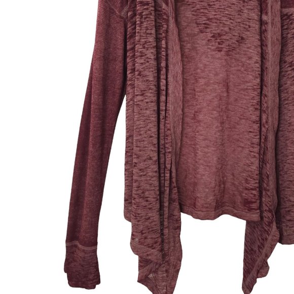 American Eagle Open Front Hooded Cardigan Womens Size S Lightweight Burgundy - Picture 11 of 16
